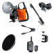 Godox WITSTRO ad-360 Flash Kit mit Schwarz PB960 Akku Power + Wireless ft-16 Trigger + Licht Boom + Verlängerungskabel + Beauty Dish mit Grid + db-02 + Q-Type Clip-01